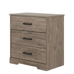 Brown Nightstand with 3 Drawers and Laminate Finish for Bedroom