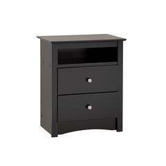 Black Sonoma Tall 2 Drawer Nightstand with Open Shelf
