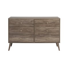 Milo Mid Century Modern  6-drawer Dresser, Drifted Gray