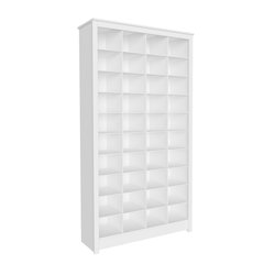 Tall Storage Cabinet White Engineered Wood Shoe Cabinet with 40 Cubbies