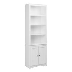 Tall Bookcase with 2 Shaker Doors, White