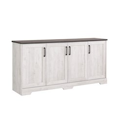 Rustic Ridge 4-Door Console Table Washed White Engineered Wood Sideboard