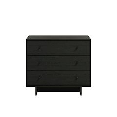 Finnley 3-Drawer Nightstand in Black Oak, Bedside Table with Storage