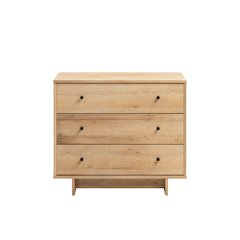 Finnley 3-Drawer Nightstand in Natural Oak, Bedside Table with Storage