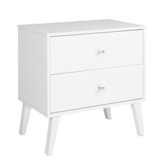 Milo Mid Century Modern  2-drawer Nightstand, White