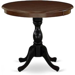 East West Furniture Antique 36" Round Dining Table for Compact Space - Mahogany Top & Black Pedestal