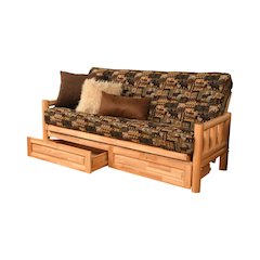 Lodge Frame-Natural Finish-Peter's Cabin Mattress-Storage Drawers