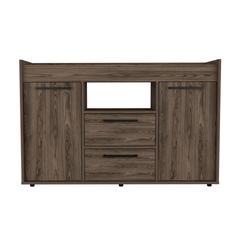 DEPOT E-SHOP Hart Sideboard. Two-Door Cabinet, One Open Shelf, Two Drawers, Countertop-Dark Walnut, For Living Room