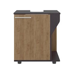 Enfield Under Sink Storage, 1 Door, 3 Shelves, Natural Oak / Black Wengue