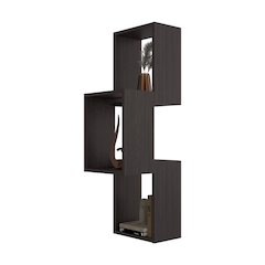 Olean Wall Shelf, 3 Shelves, Black Wengue