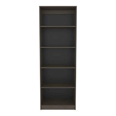 Vinton 4-Tier Bookcase with Modern Storage, Dark Walnut / Black Wengue