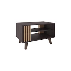 Roann Coffee Table,  2 Shelves, Black Wengue / Natural Oak