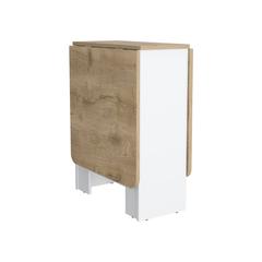 Detroit Folding Table with Expandable Design in 3 Forms, White / Macadamia