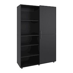Brewster Wardrobe, 2 Doors, 6 Legs, 7 Shelves, Black Wengue