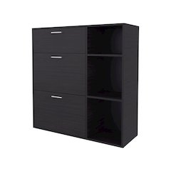 Linn Shoe Rack, 2 Doors, 1 Drawer, 3 Shelves, Black Wengue