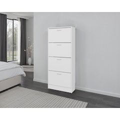 Kobuk 4 Door Shoe Rack, 4 Shelves, White