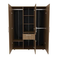 Volant Armoire, 2 Doors, 5 Shelves, 1 Drawer, Natural Oak