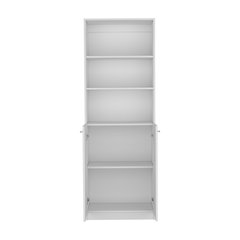 Vinton 2-Door Bookcase with Upper Shelves, White -Office
