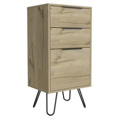 DEPOT E-SHOP Valerian Light Dresser- Countertop,Three Drawers, Four Steel Legs-Light Oak, For Bedroom