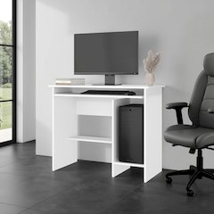 Computer Desk with Sliding Keyboard Tray, Lower Storage Shelf, CPU Compartment