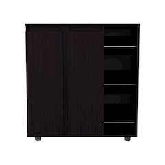 Flippin Shoe Rack, 2 Doors, 7 Shelves, Black Wengue