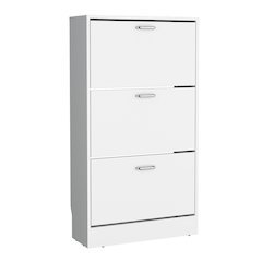 Crocker Shoe Rack, 3 Doors, 3 Shelves, White