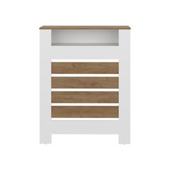 Parma Radiator Cover Cabinet, 1 Shelf, White / Walnut