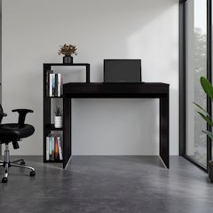 Venetie Desk, 3 Shelves, Black Wengue