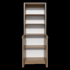 Vinton 2-Door Bookcase with Upper Shelves, Natural Oak / White