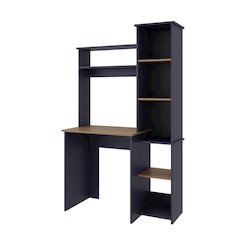 Aramis Desk, 6 Shelves, Alby Blue / Natural Oak