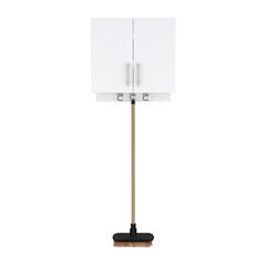 DEPOT E-SHOP Albany Cabinet Wall Mounted with Broom Hangers and Metal Handles, White