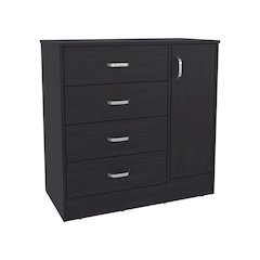 Bourg Dresser, 1 Door, 4 Drawers, 2 Shelves, Black Wengue