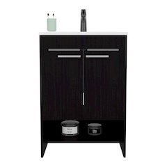 Polkton Bathroom Vanity, 2 Doors, 2 Shelves, Black Wengue