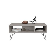 Selma Coffee Table with 4 Legs and 2 Shelves, White
