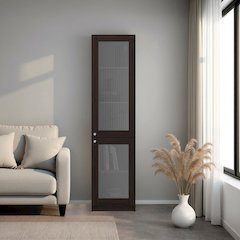 Tall Bookcase 71" H with 2 Fluted Panel Doors, Five Interior Shelves