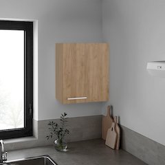 Sterling Wall Cabinet with 1 Door and 2 Shelves, Natural Oak