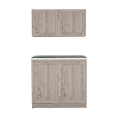DEPOT E-SHOP Agate Cabinet Set, Two Parts Set, Countertop-Light Grey, For Kitchen