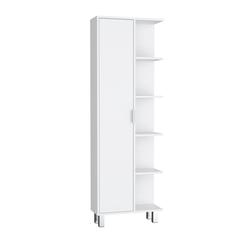 Keller 63" H Linen Cabinet, with 1 door and 9 shelves, White