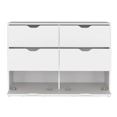 DEPOT E-SHOP Houma 4 Drawer Dresser with 2 Lower Cabinets, Drawer Chest, White