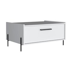 Juneau Coffee Table, 1 shelf, 4 legs, White