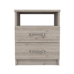 DEPOT E-SHOP Salento Nightstand, Two Drawers, One Shelf, Countertop- Light Grey, For Bedroom