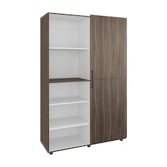 Brewster Wardrobe, 2 Doors, 6 Legs, 7 Shelves, Walnut / White