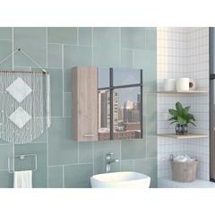 DEPOT E-SHOP Harbor Medicine Cabinet, Mirror Four Internal Shelves, One-Door Cabinet-Light Grey, For Bathroom
