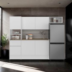 Natoma Kitchen Set, 6 Doors, 1 Drawer, 8 Shelves, White / Natural Oak