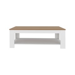 Bowie Coffee Table, 1 Shelf, White / Natural Oak