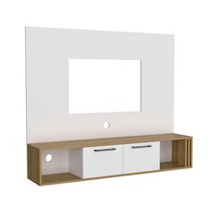 Nuremberg Entertainment Center, 2 Doors, 2 Shelves, White/Natural Oak