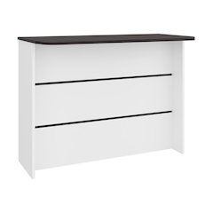 Gravette Kitchen Island, 3 Shelves, White / Black Wengue