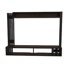 Alto Entertainment Center, 8 Shelves, Dark Walnut/Black Wengue