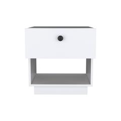 DEPOT E-SHOP Macon Single Drawer Nightstand with Open Storage Shelf, White