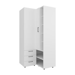 Granger Armoire, 1 Door, 3 Drawers, 7 Shelves, 10 Legs, White